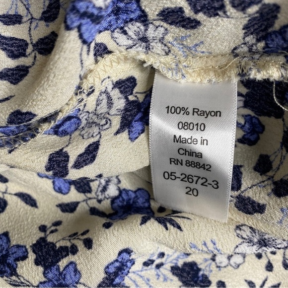 Ellos Plus Size Floral Tie Front Maxi Dress Yellow Blue Rayon Cap Sleeves Sz 20W - Picture 9 of 10